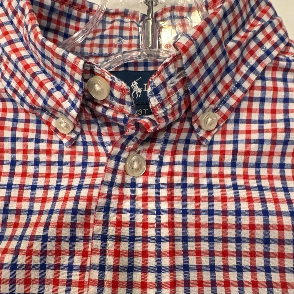 Ralph Lauren LOT Of 2 Boys Button Down Shirts Sz 3T 1 Short Sleeve 1 Long Sleeve